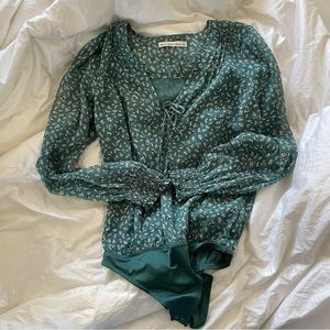 Abercrombie green chiffon bodysuit